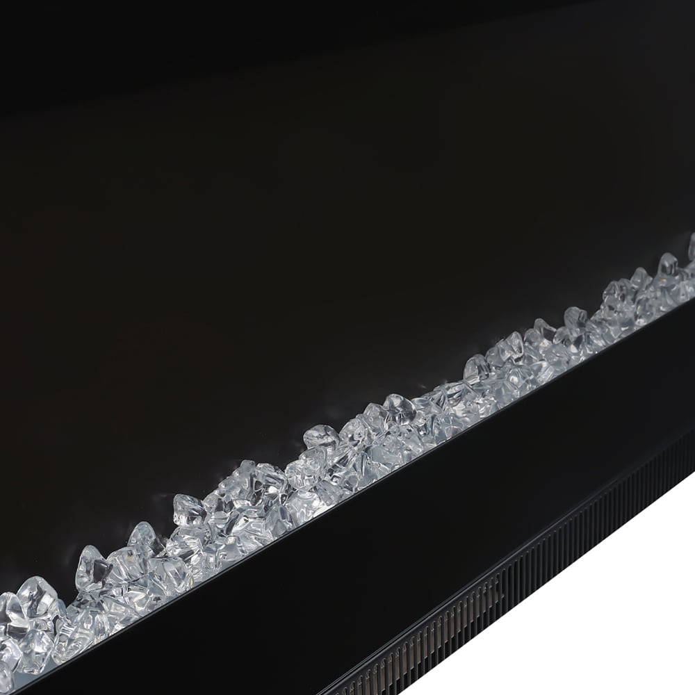 Living and Home Wall Mounted Recessed Electric Fireplace with Faux Log and Pebble Accents 60 inch Image 6