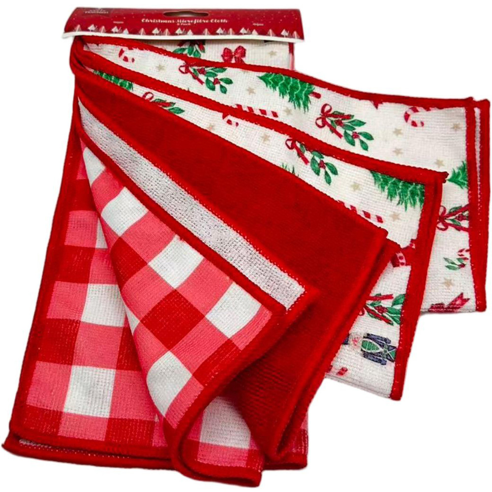 Pack of 5 Christmas Microfibre Cloths Image 2