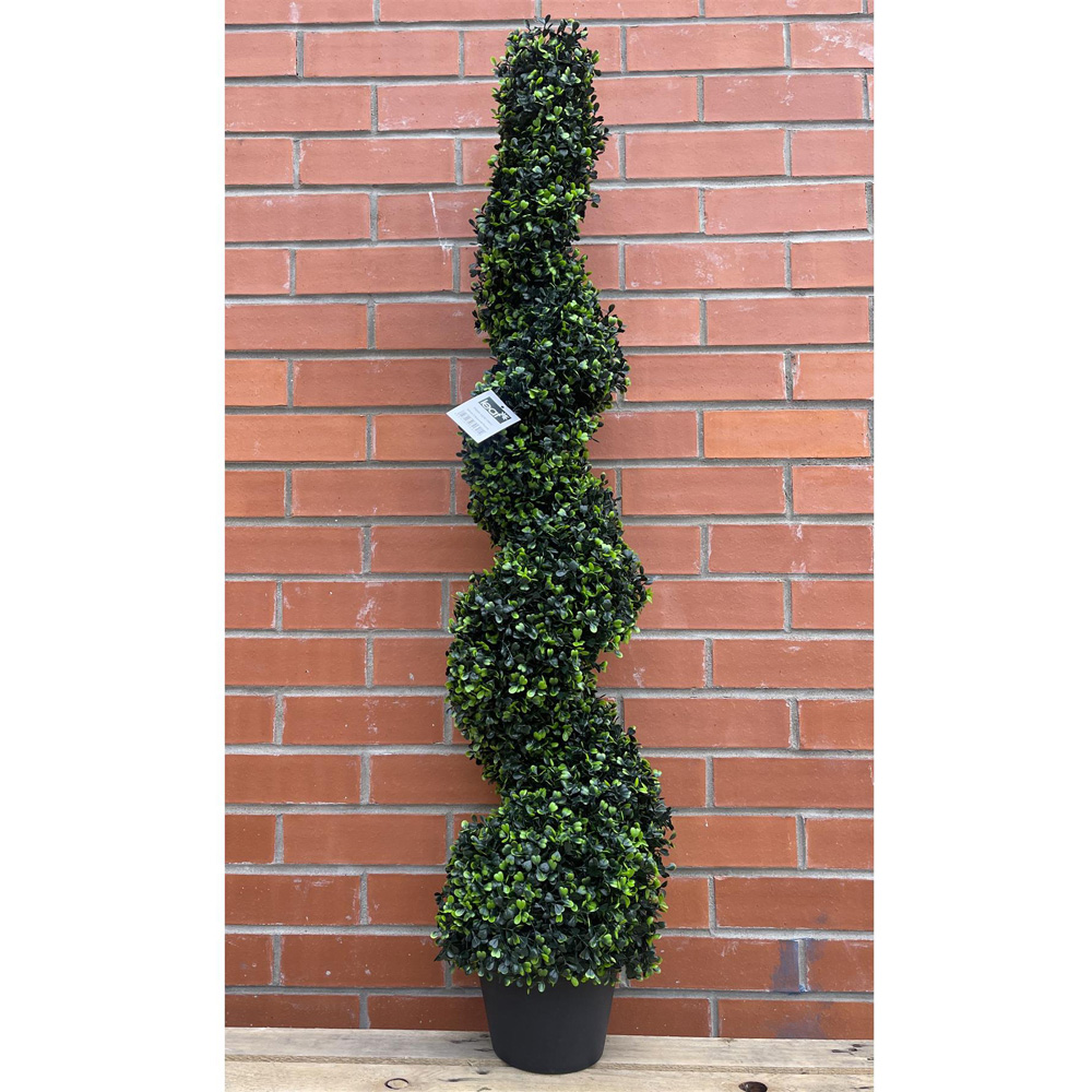 Leaf Natural Boxwood Spiral Topiary Artificial Tree in Pot 4ft Image 2
