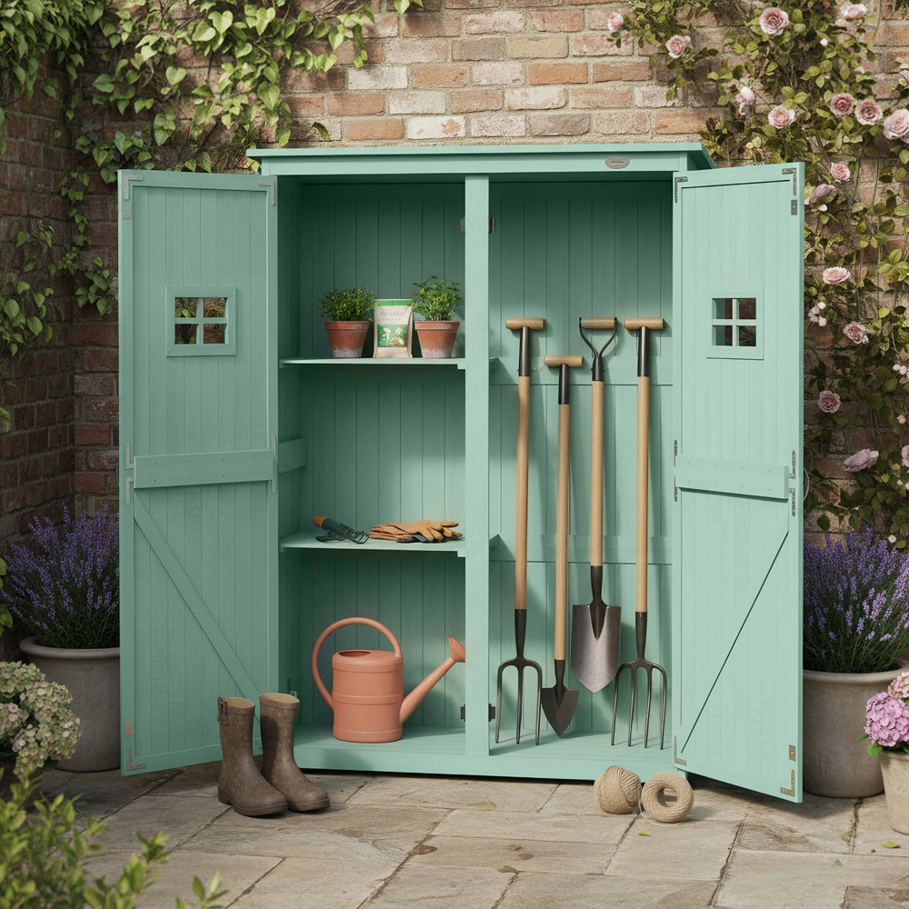 Outsunny 4.1 x 1.6ft Green Garden Tool Storage Cabinet Image 5