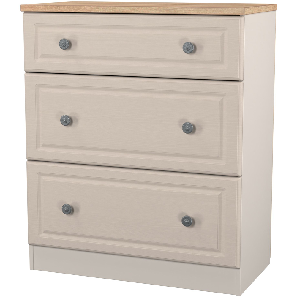 Crowndale Norfolk 3 Drawer Kashmir Ash and Bardolino Oak Deep Chest of Drawers Ready Assembled Image 3
