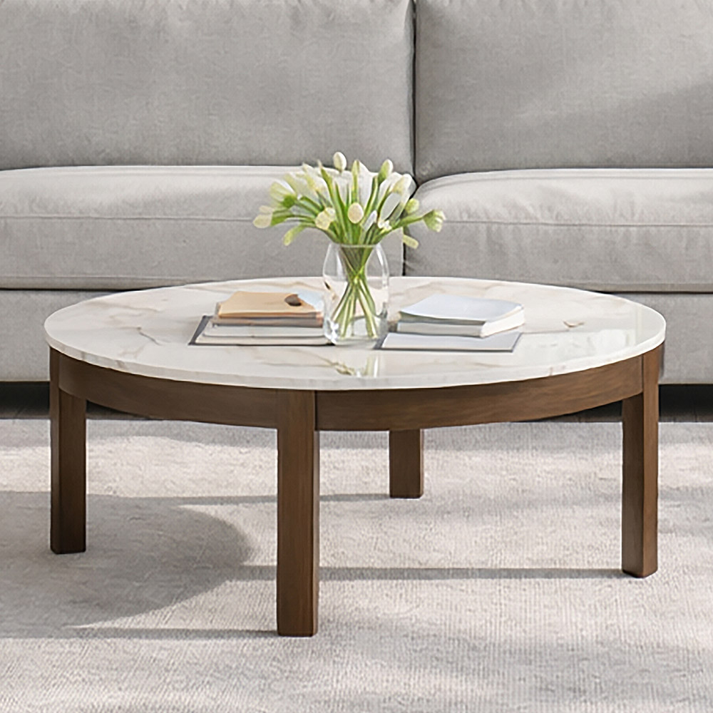 Florence Southampton Cream Ceramic Round Coffee Table Image 1