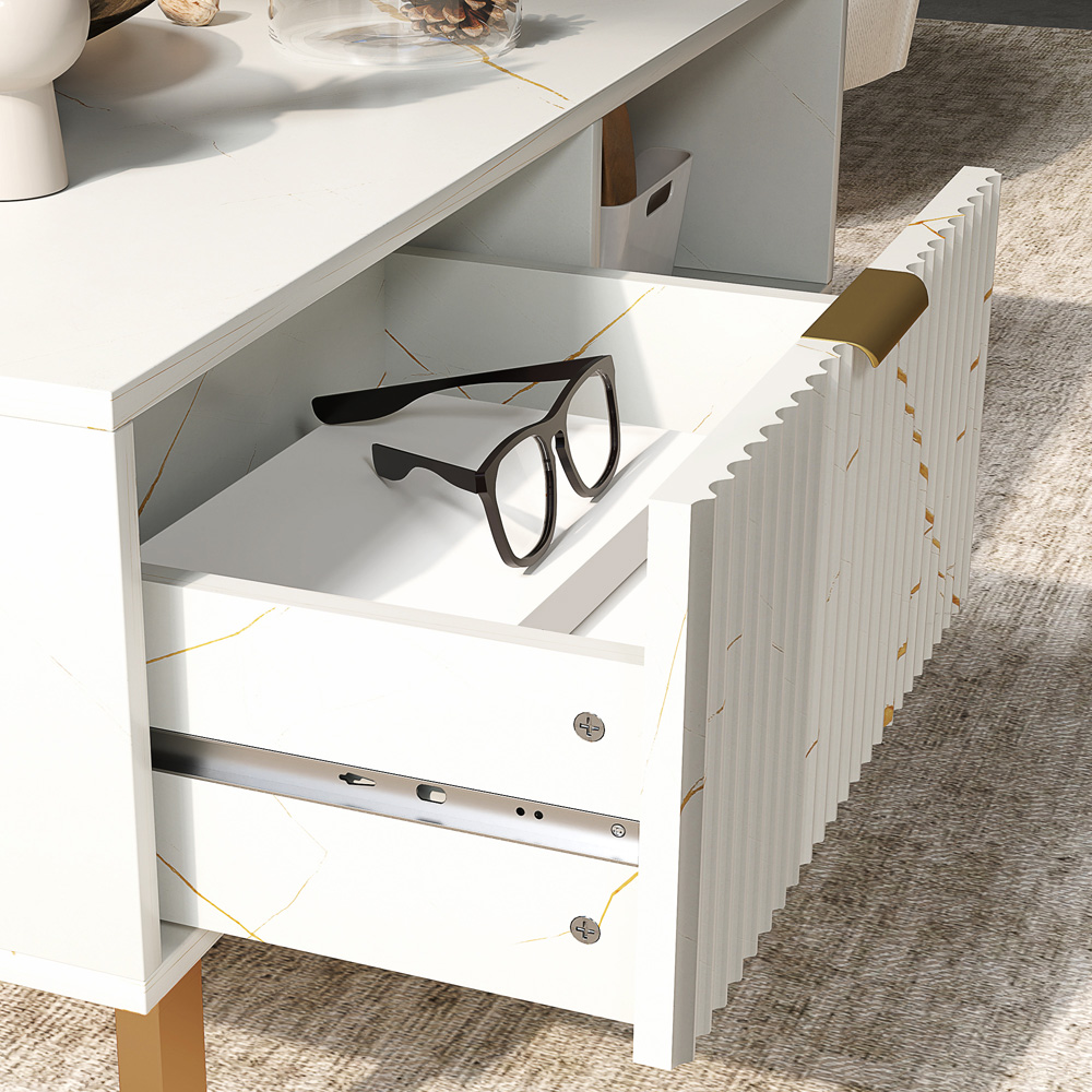HOMCOM Single Drawer Single Shelf White Coffee Table Image 3