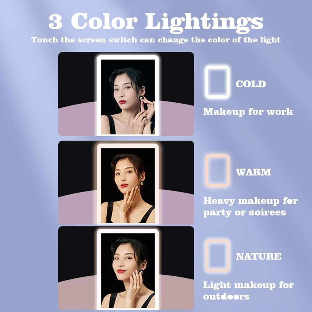 ATEK Pink Rechargeable LED Touch Control Makeup Mirror Image 7