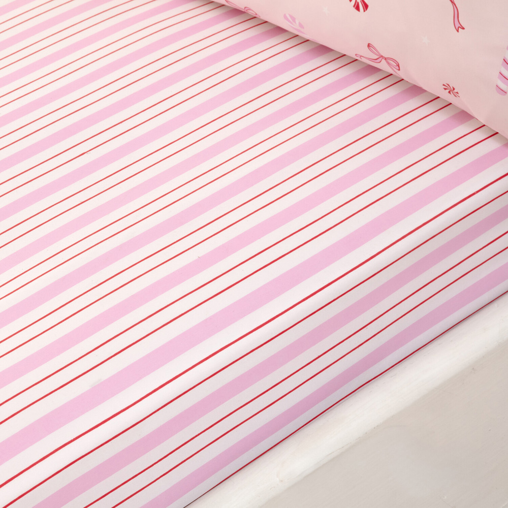 Bow Candy Canes Bedding Set Pink Superking Image 3