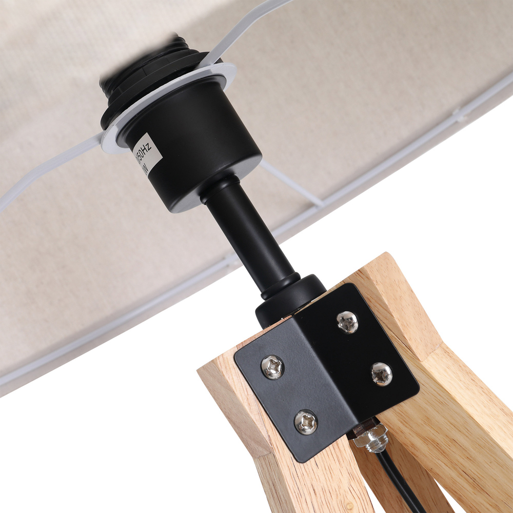 HOMCOM Beige Wood Tripod Floor Lamp Image 3
