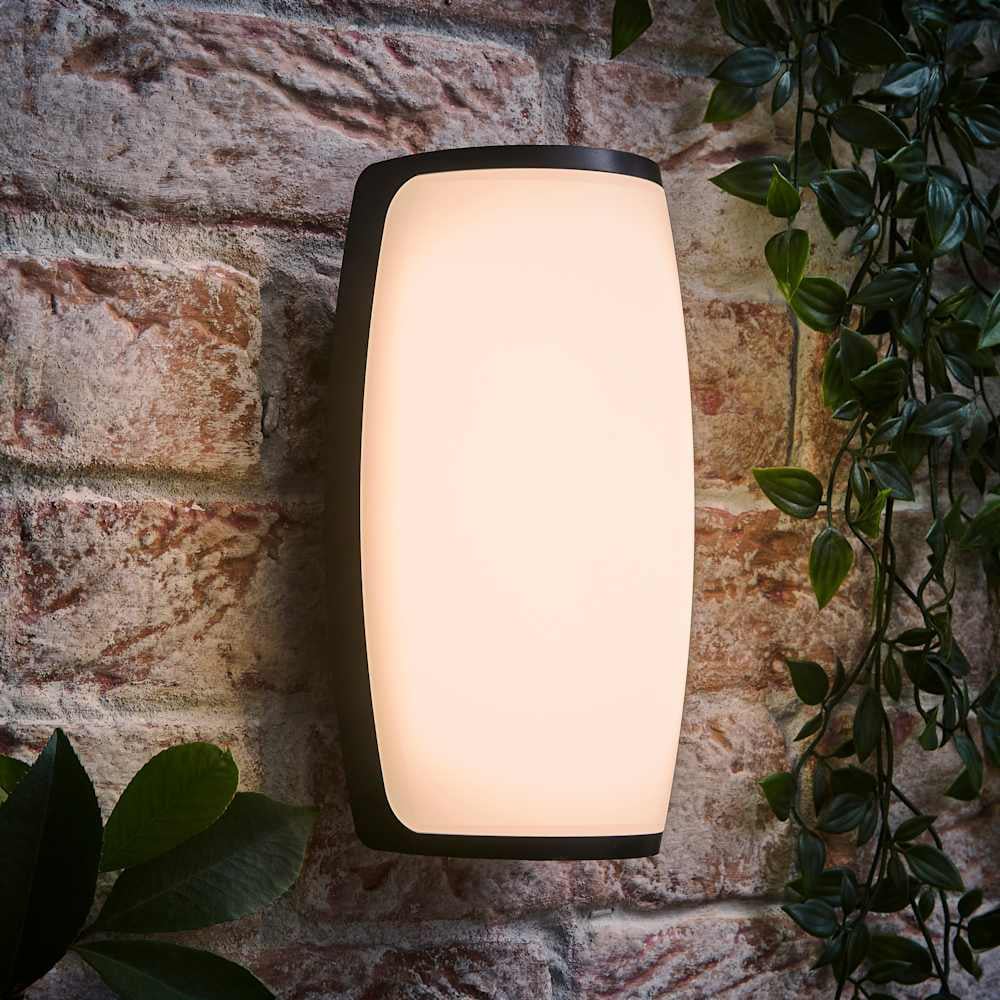 ValueLights Jonny Matte Black Curved LED Outdoor Wall Light Image 2