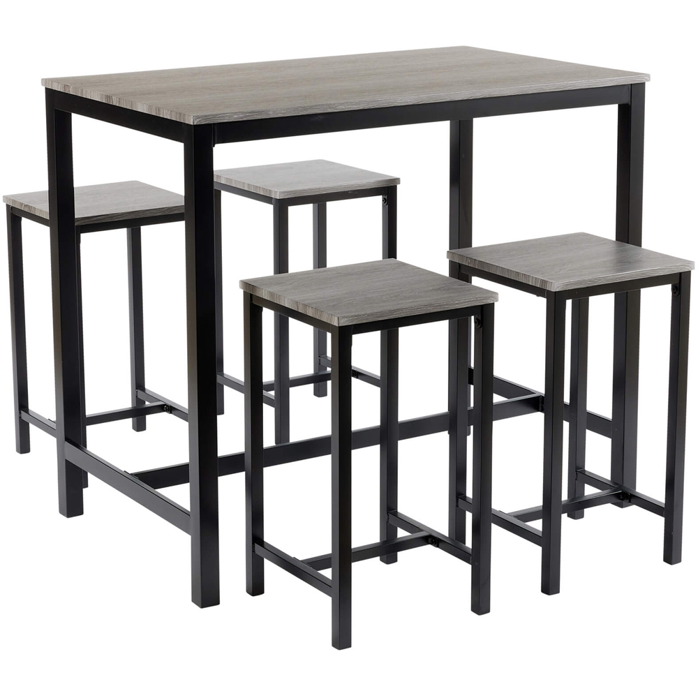 Home Source Nicosia 4 Seater Grey Bar Table with Stools Image 2