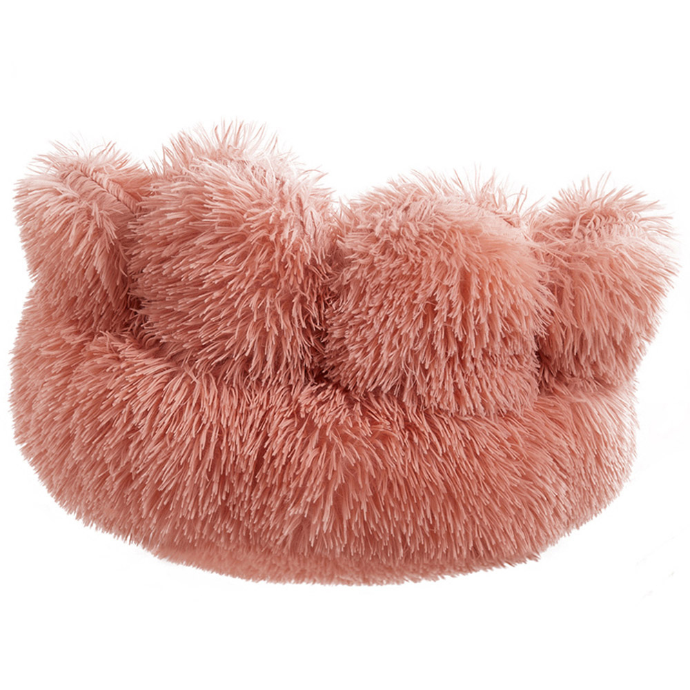 H&O Direct 70cm Pink Cute Paw Plush Snuggle Pet Bed Image 2