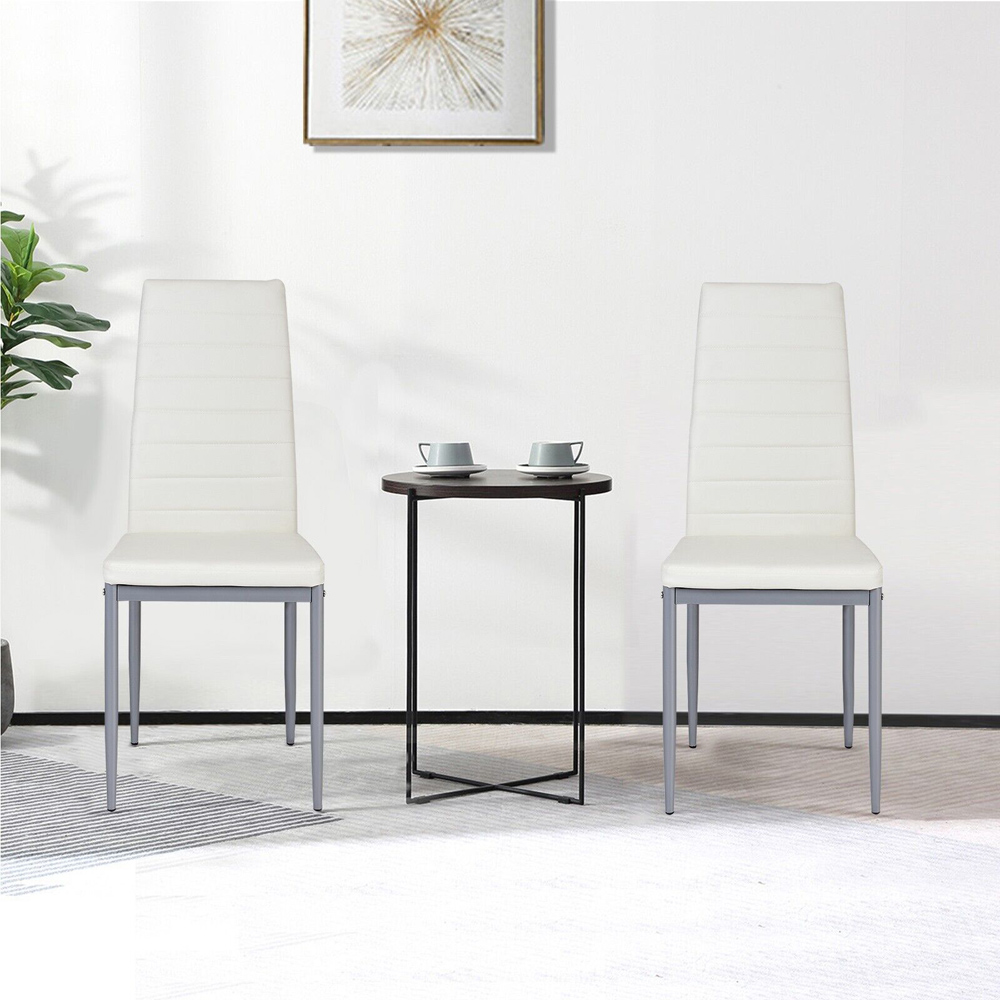 Costway Set of 4 White Upholstered High Back Dining Chairs Image 5