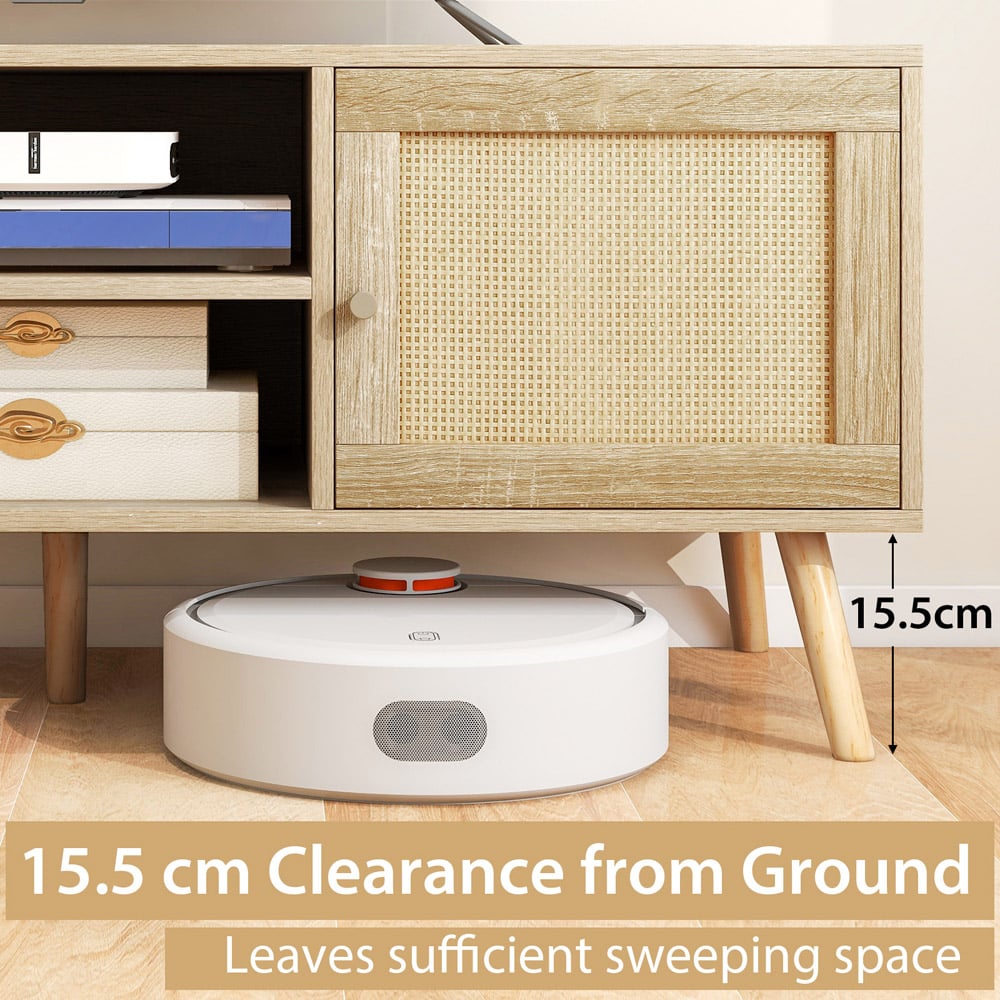 Costway 2 Door 2 Shelf Boho PE Rattan TV Stand Image 7