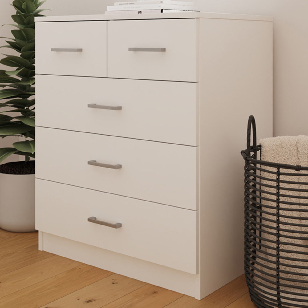GFW Bailey 5 Drawer White Chest of Drawers Image 1