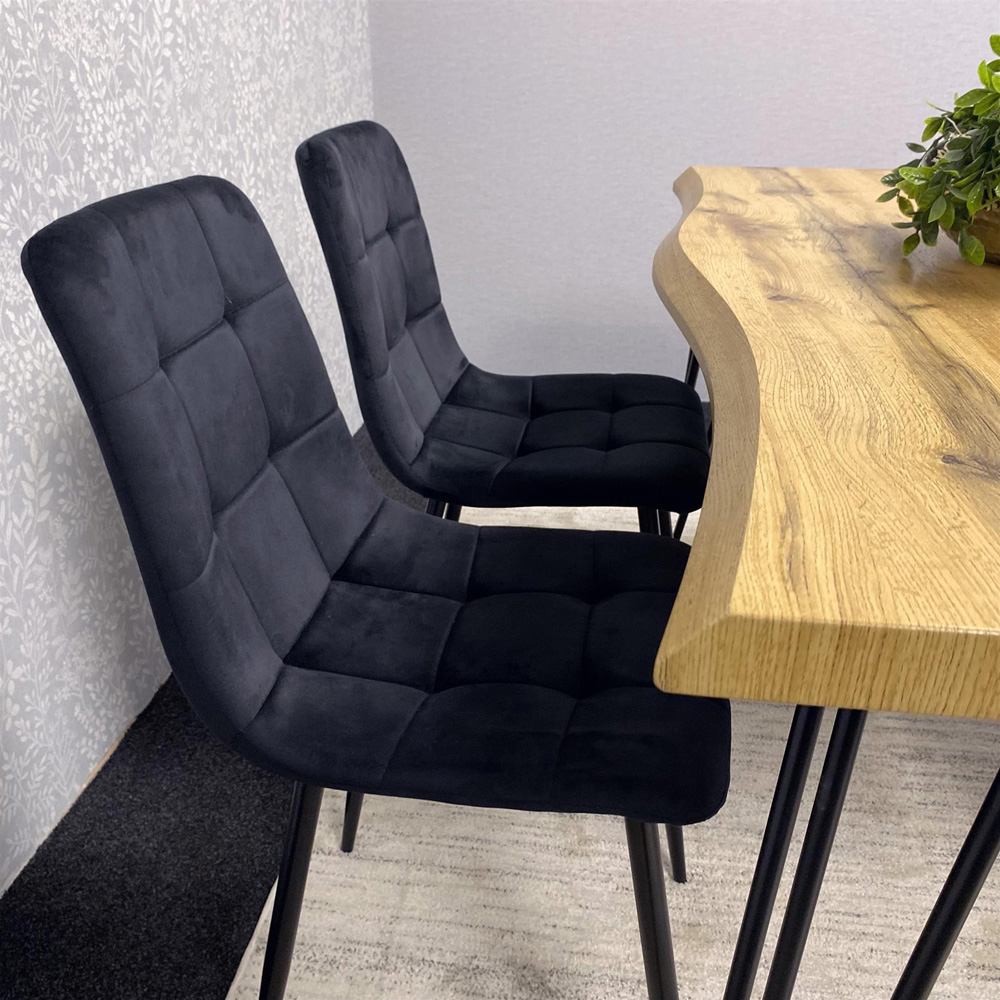 Kosy Koala 4 Seater Wood and Velvet Dining Set Black Image 2