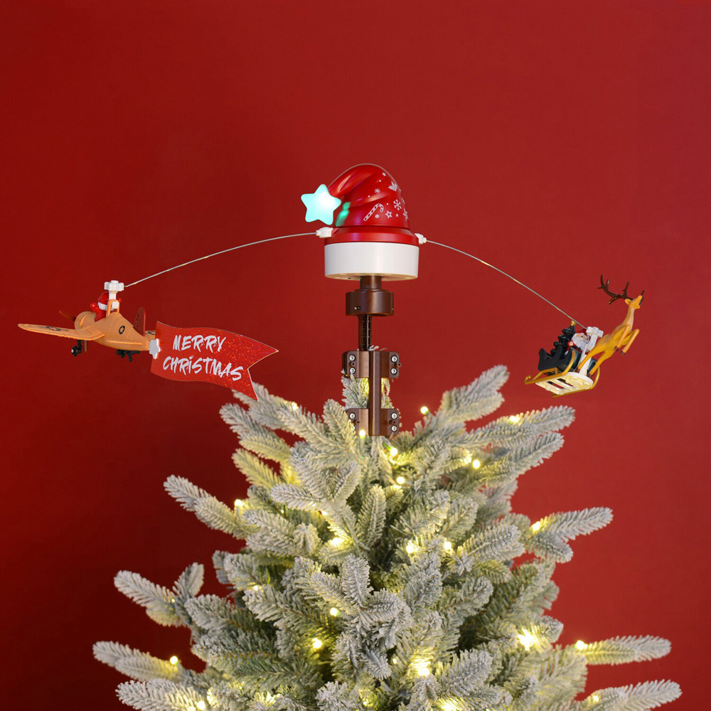 Christmas Santa and Reindeer Tree TopperRed Image 2