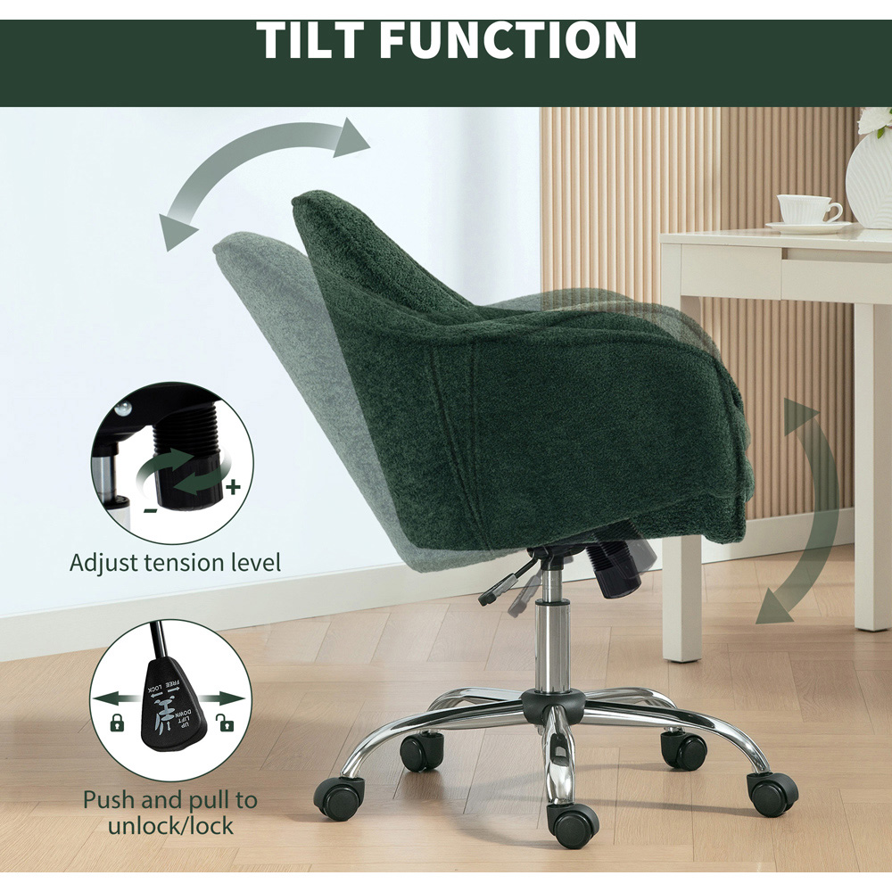 Portland Green Snow Flannel Height Adjustable Swivel Tub Chair Image 6