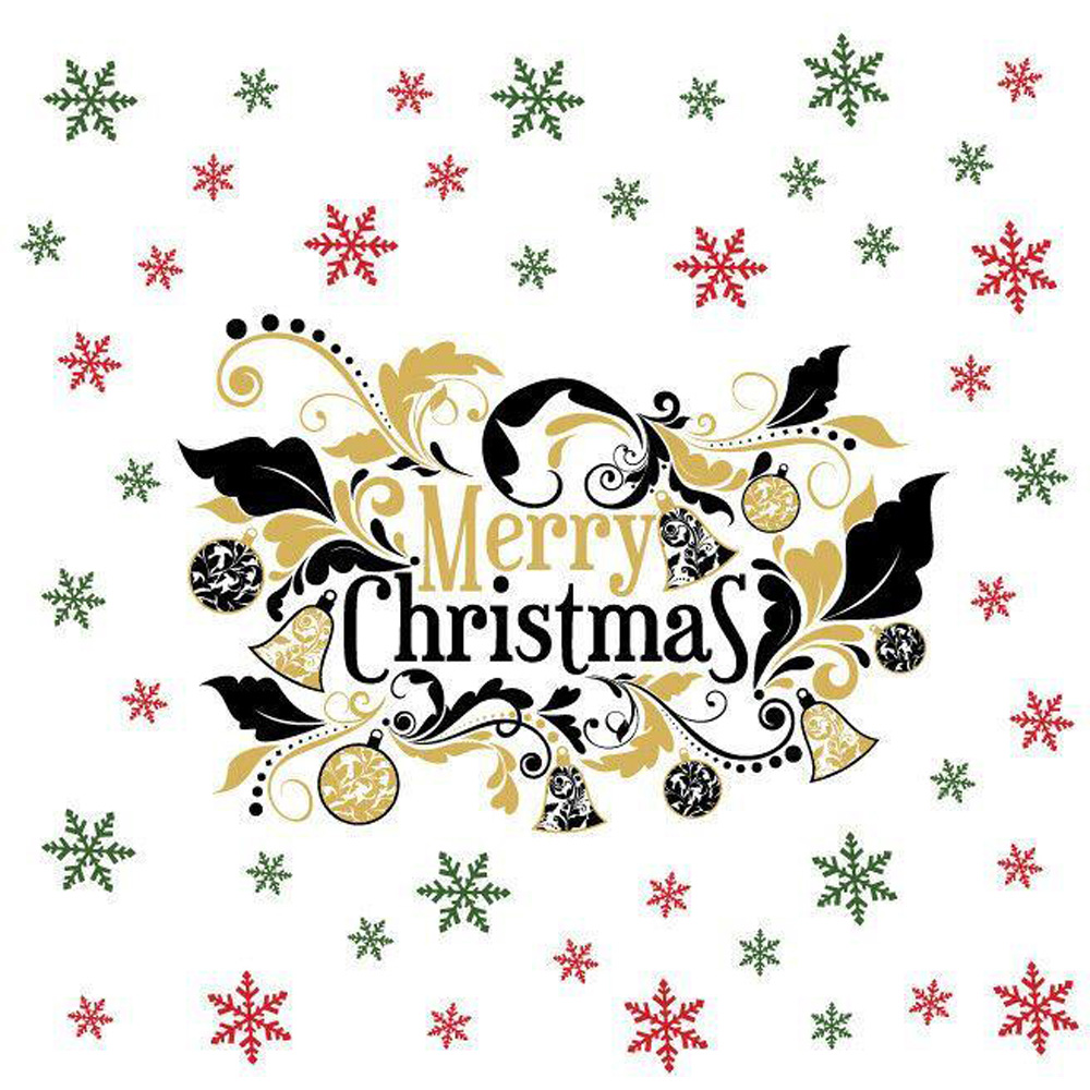 Walplus Merry Christmas and Colourful Snowflakes Self Adhesive Wall Sticker 45 Piece Image 2