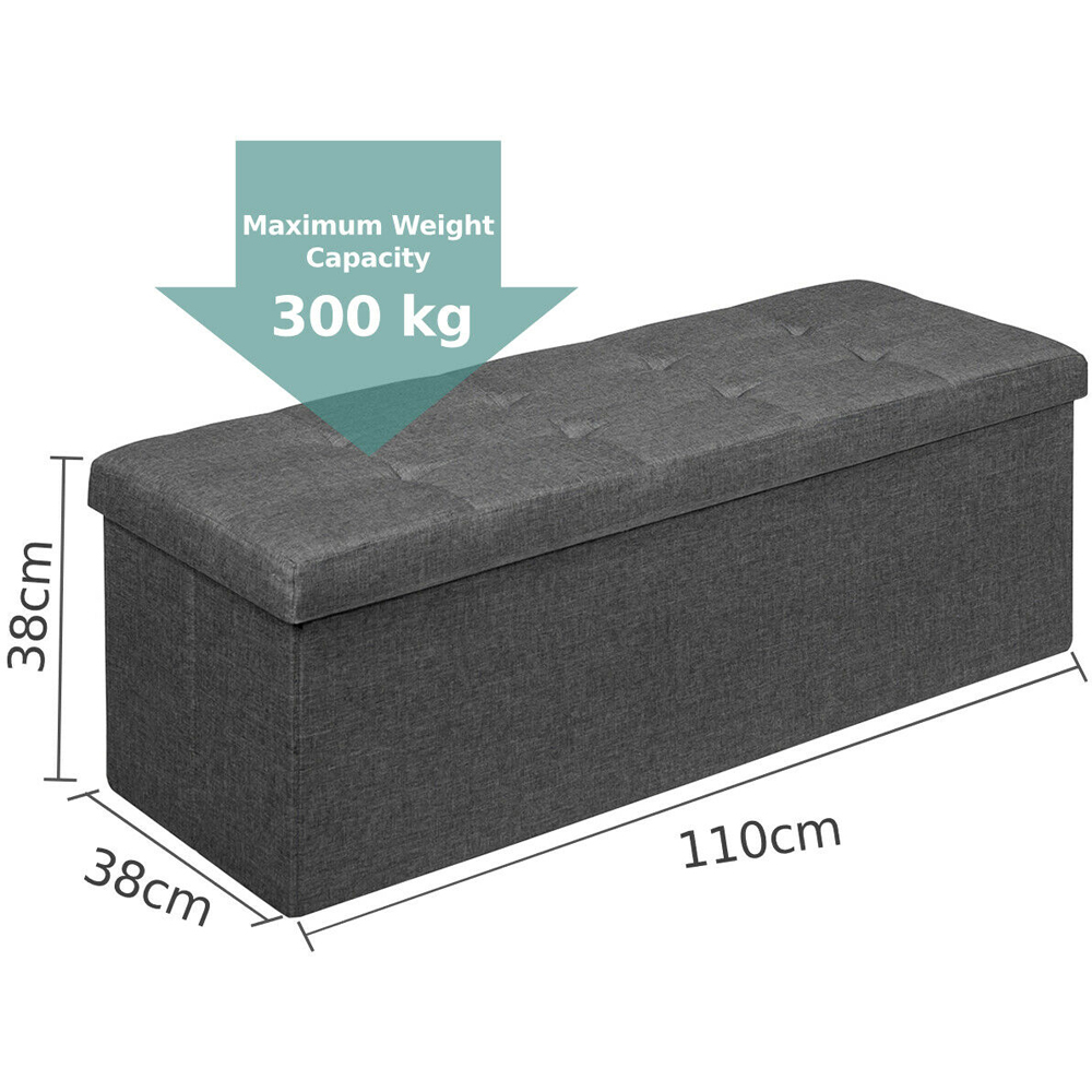 Costway Grey Foldable Storage Ottoman Bench Image 9