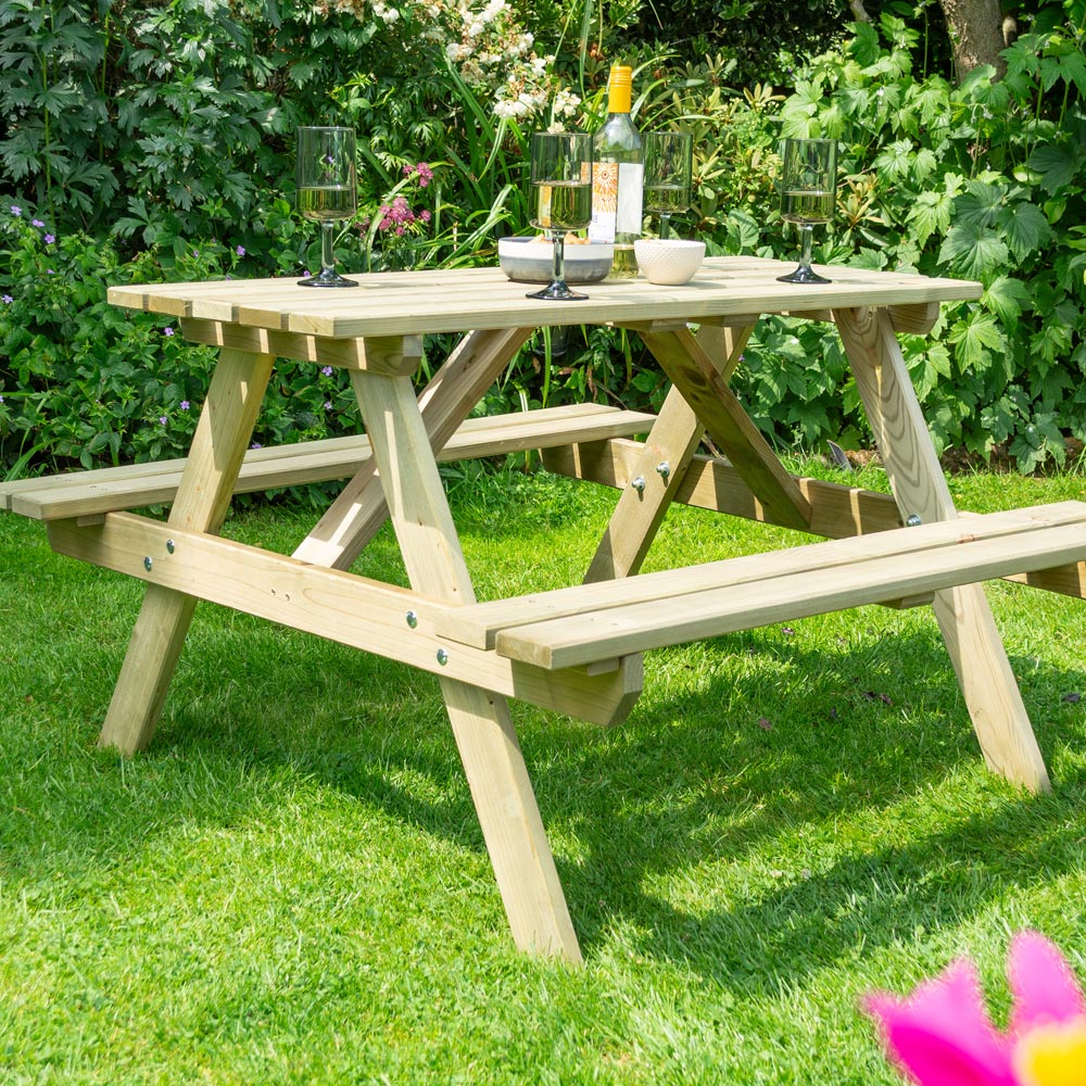 Rowlinson Traditional 4 Seater Picnic Table 1.2m Image 6