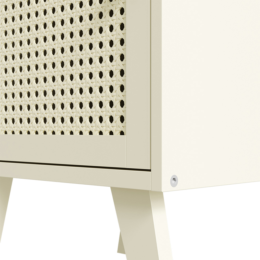 Living and Home Single Door Cream Rattan Bedside Table Image 4