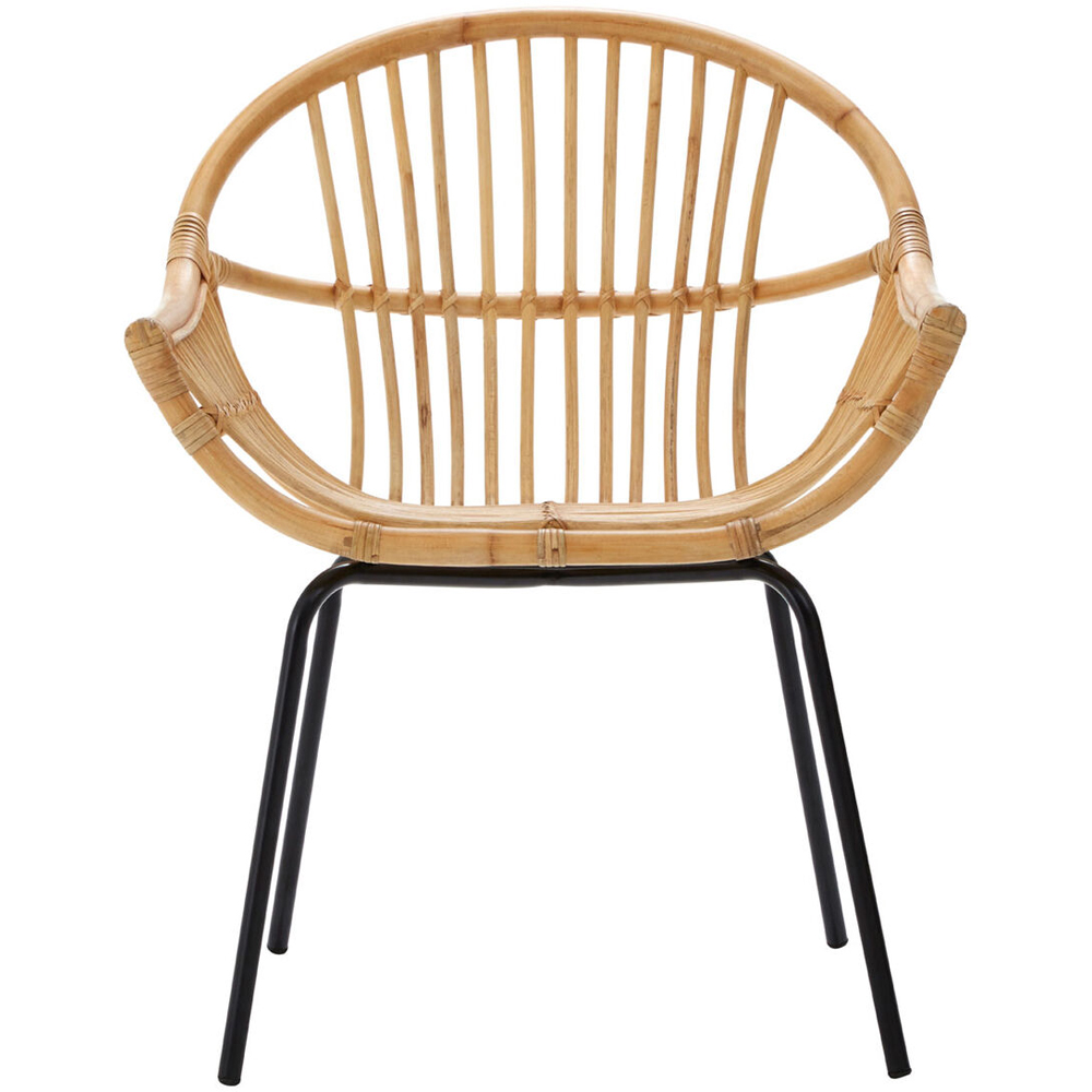 Premier Housewares Lagom Grey Metal Natural Rattan Accent Chair Image 2
