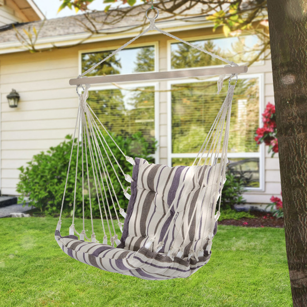 Outsunny Brown Wooden Hanging Hammock Image 1