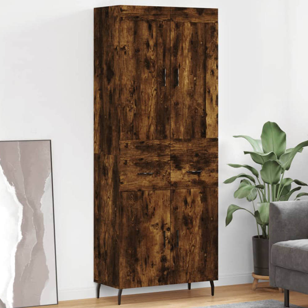 vidaXL 4 Door 2 Drawer Smoked Oak Highboard Image 1