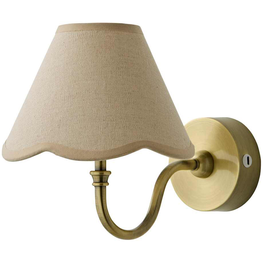 ValueLights Lowe Natural Scallop Flower Shade Gold Rechargeable Wall Light with Bulb Image 1