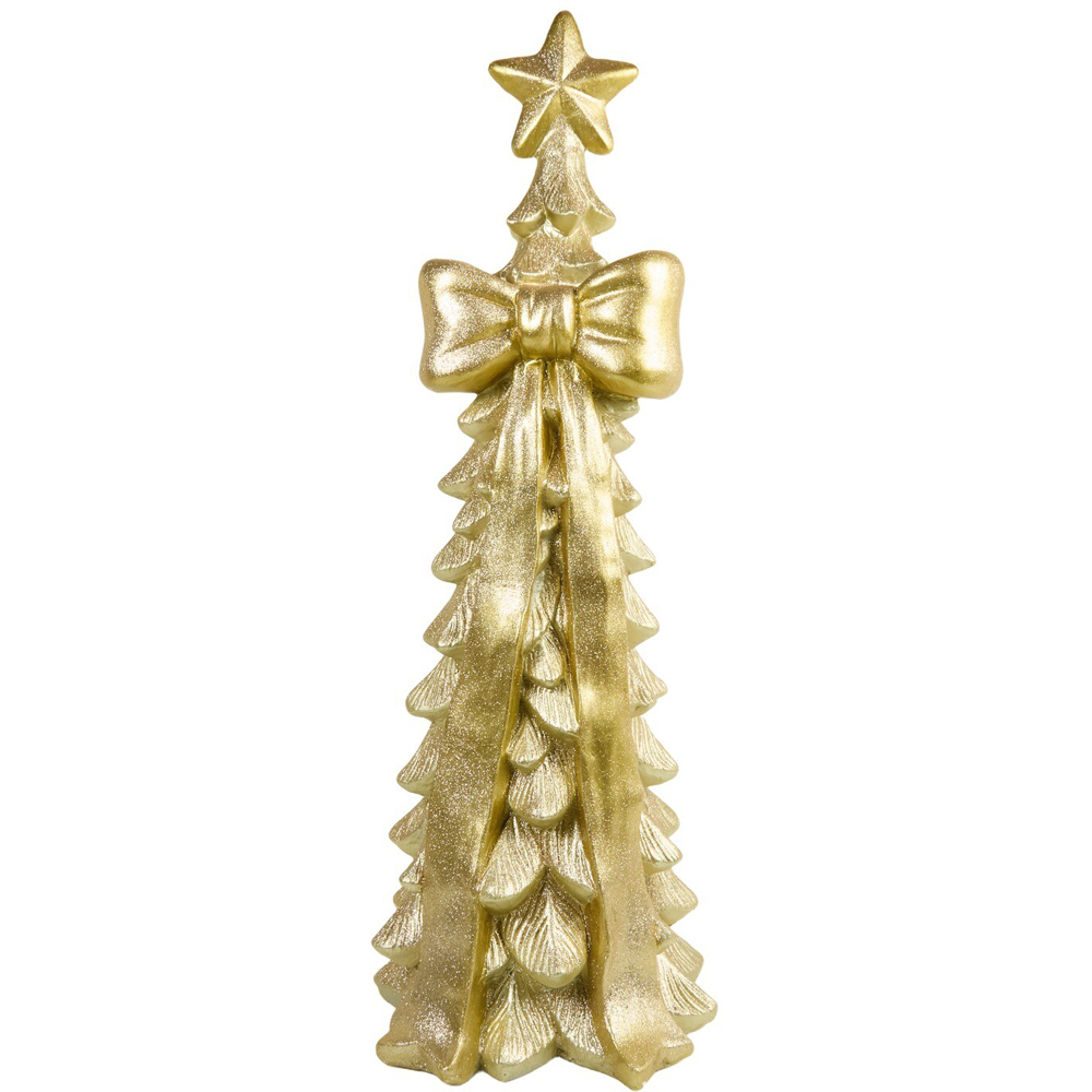 Gold and Champagne Bow Christmas Tree Decoration Image 1