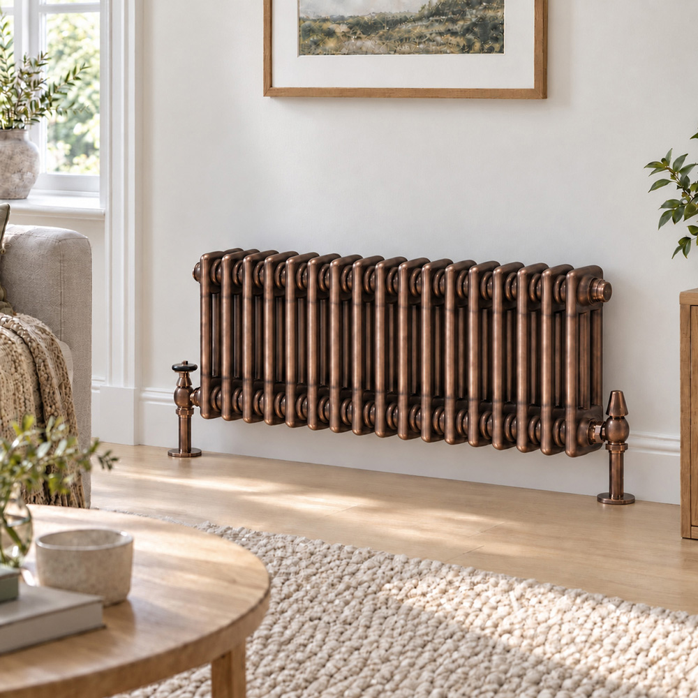 Go Bathrooms Clarence Antique Copper 3 Column Radiator 400 x 785mm Image 2