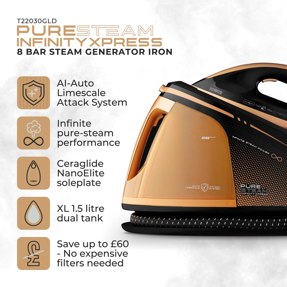 Tower Xpress Black and Gold Steam Generator Image 4