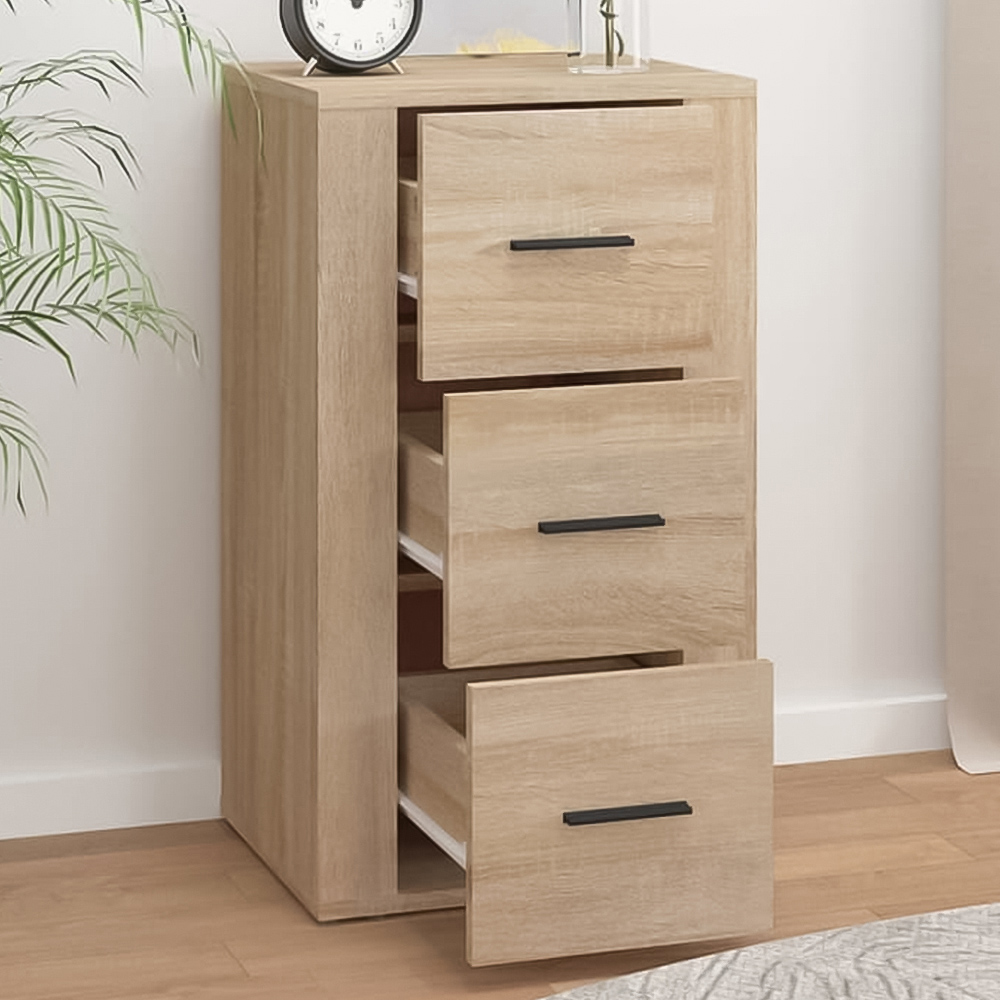 vidaXL 3 Door Sonoma Oak Wooden Sideboard Image 1