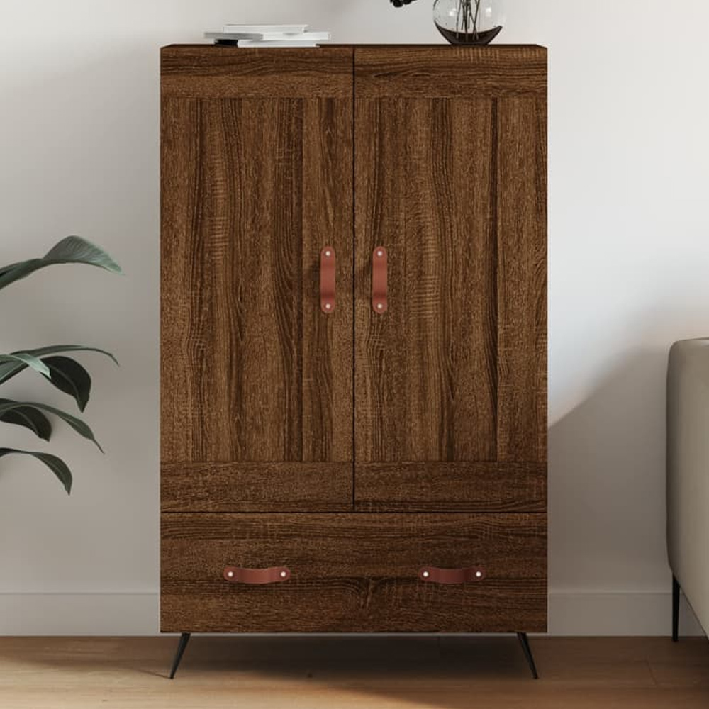 vidaXL 2 Door Single Drawer Brown Oak Highboard Image 1