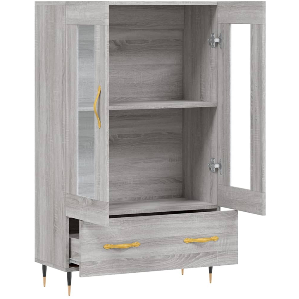 vidaXL 2 Glass Door Single Drawer Grey Sonoma Highboard Image 5