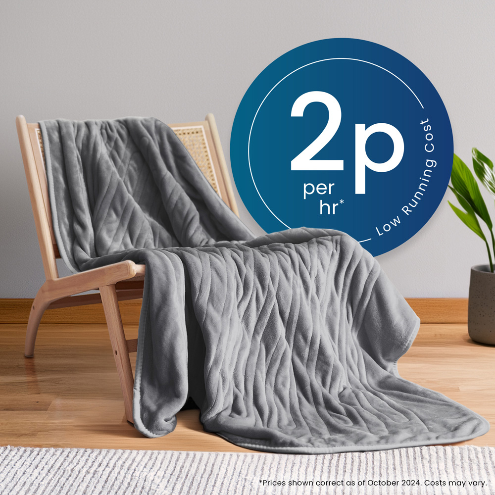 Pro Breeze Grey Fleece Electric Heated Throw Image 7