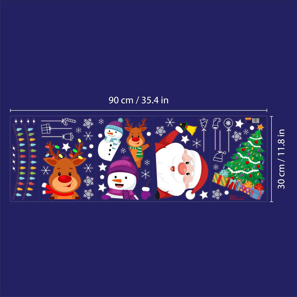 Walplus Peeking Santa and Friends Double-Sided Christmas Window Stickers 55 Piece Image 7