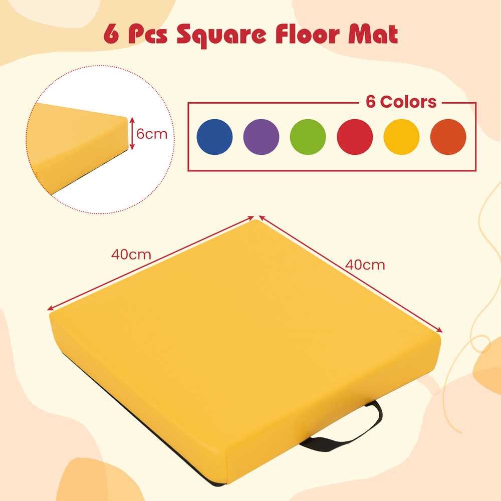 Costway Colourful Kids Square Floor Cushion with Handle 6 Pack Image 7