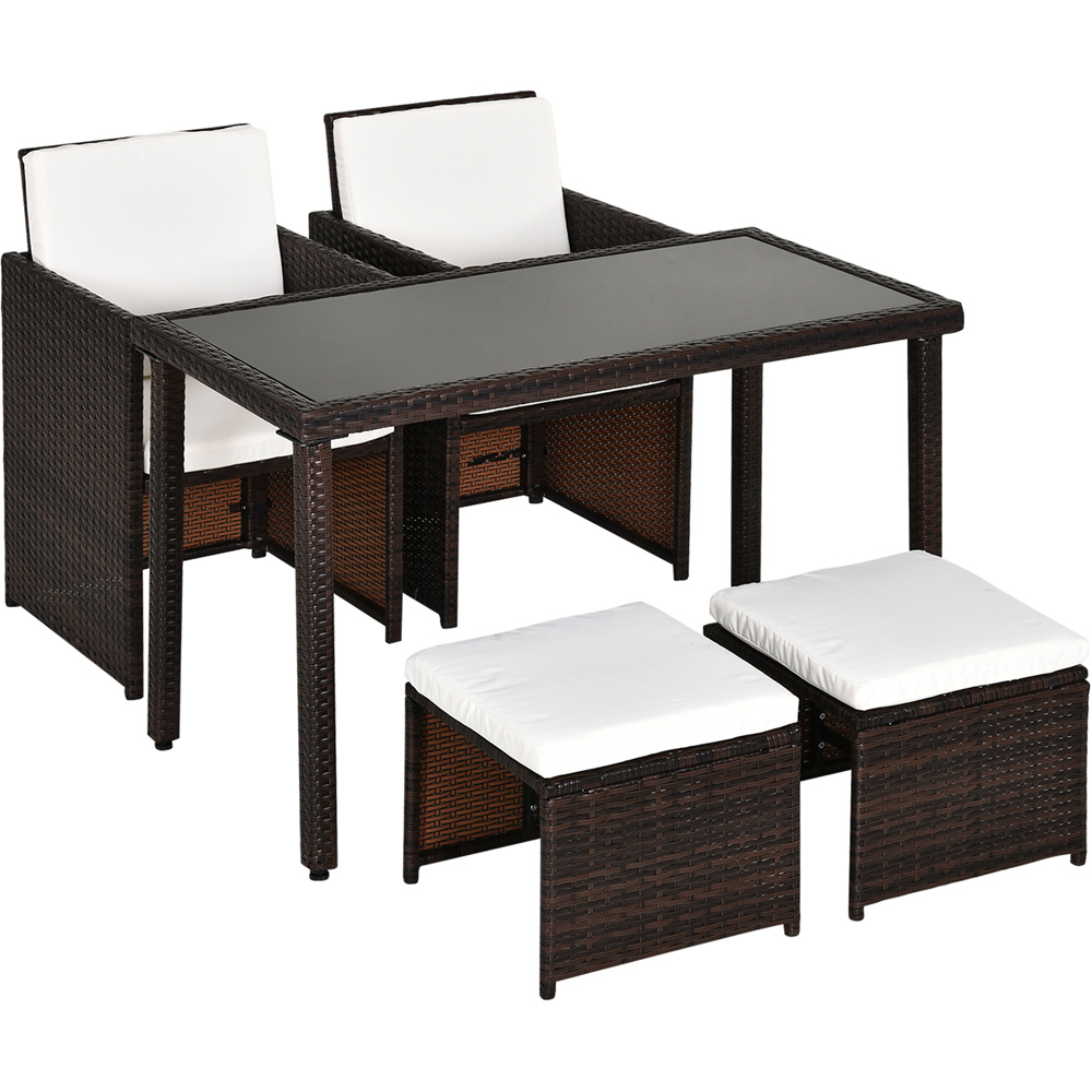 Outsunny Rattan 4 Seater Garden Dining Set Brown Image 2