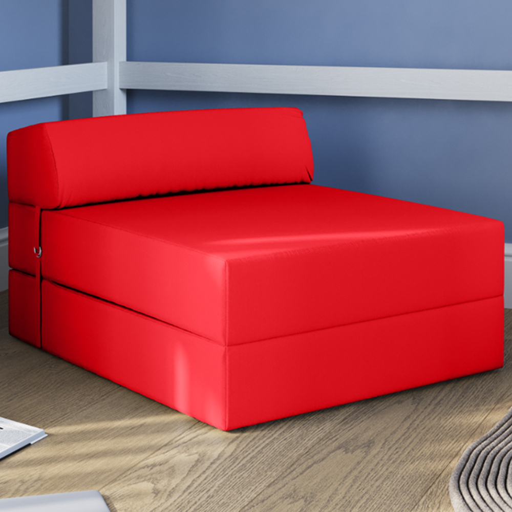 Flair Single Red Portable Z Fold Futon Chair Bed Image 1