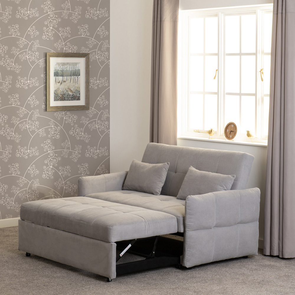 Seconique Chelsea Double Sleeper Silver Grey Fabric Sofa Bed Image 1