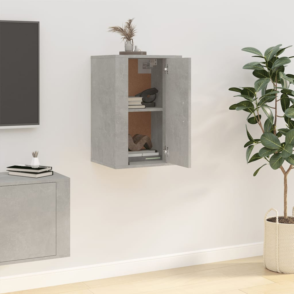 vidaXL Single Door Concrete Grey Wall Mounted TV Cabinet Image 9