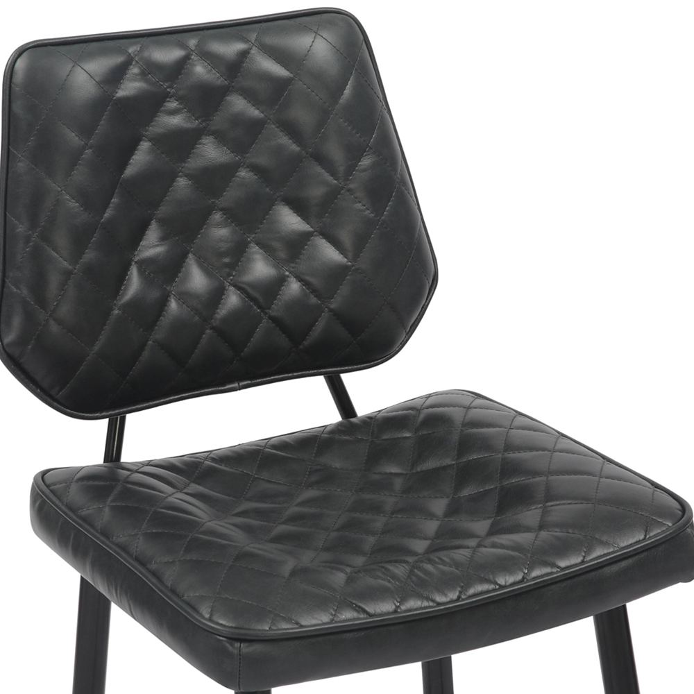 Garrick Set of 2 Real Leather Black Bar Stool Image 7