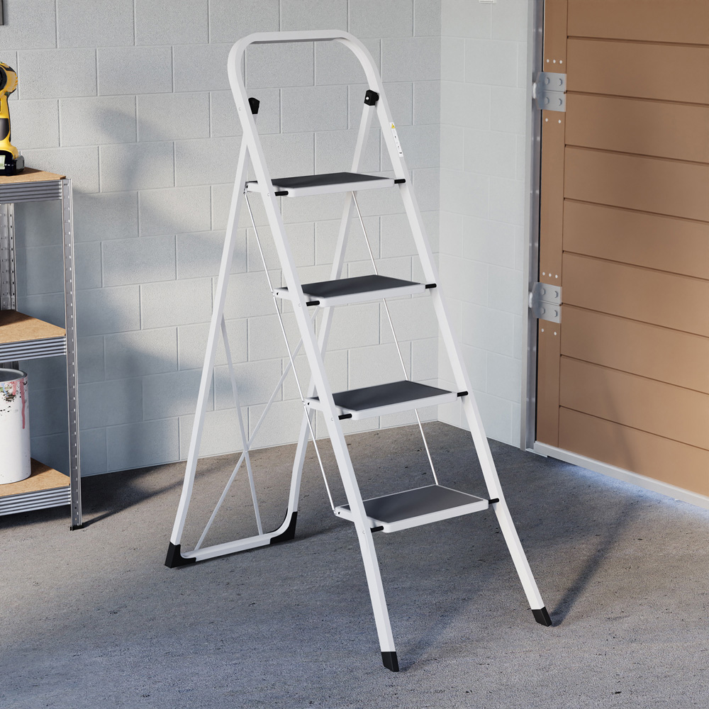 HOME VIDA White 4 Step Ladder Image 3