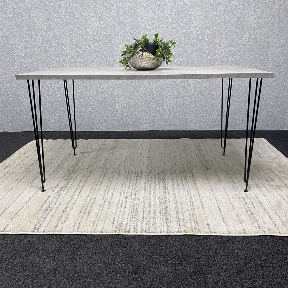 Kosy Koala 6 Seater Rectangular Dining Table with Hairpin Legs Stone Grey Image 5