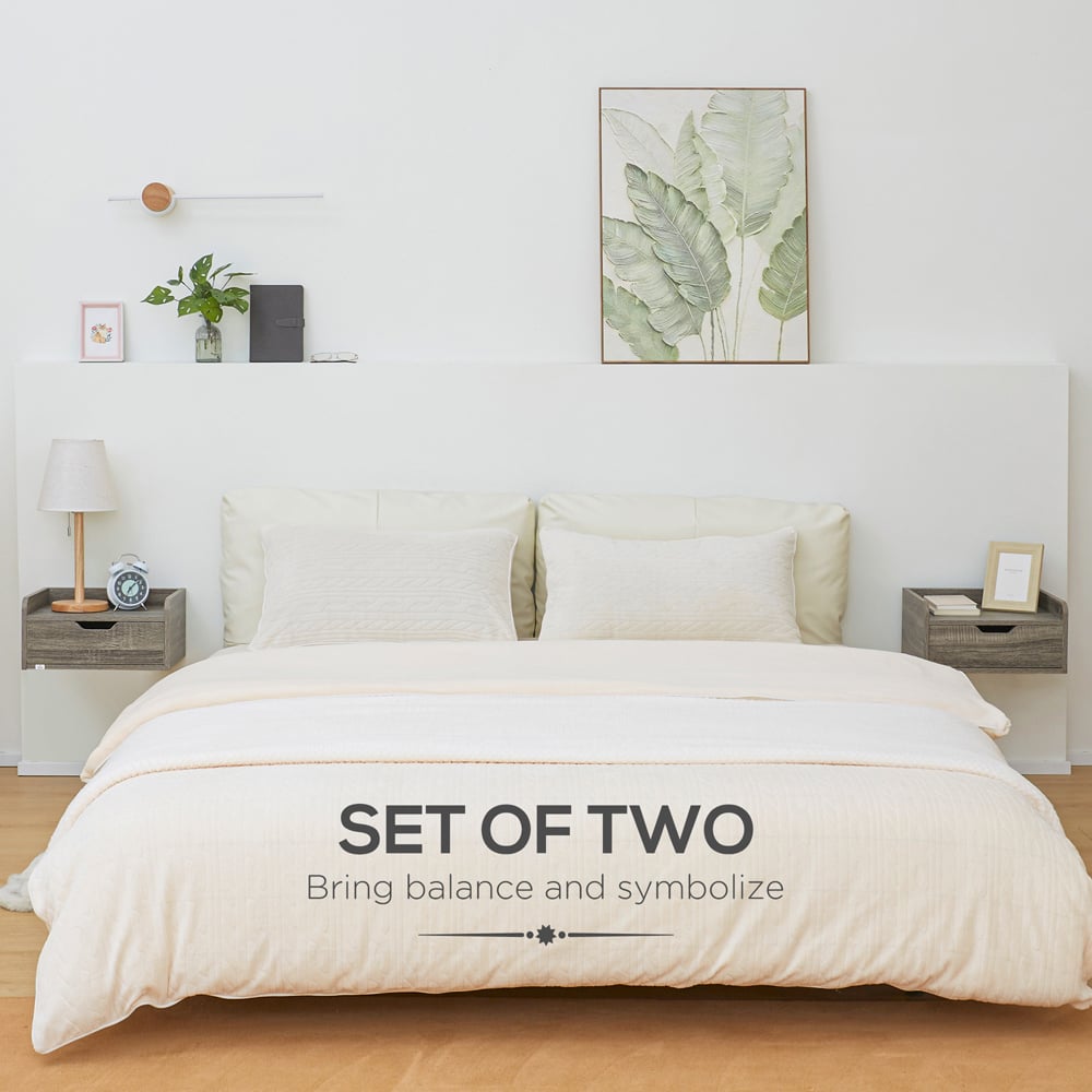 Portland Set of 2 Grey Floating Nightstand Image 5