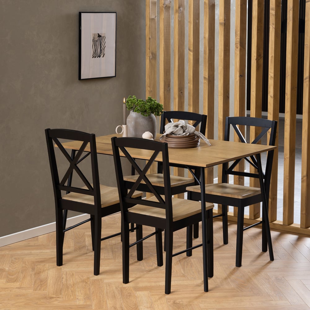 Florence Peru Elvira 4 Seater Dining Table Black and Oak Image 9