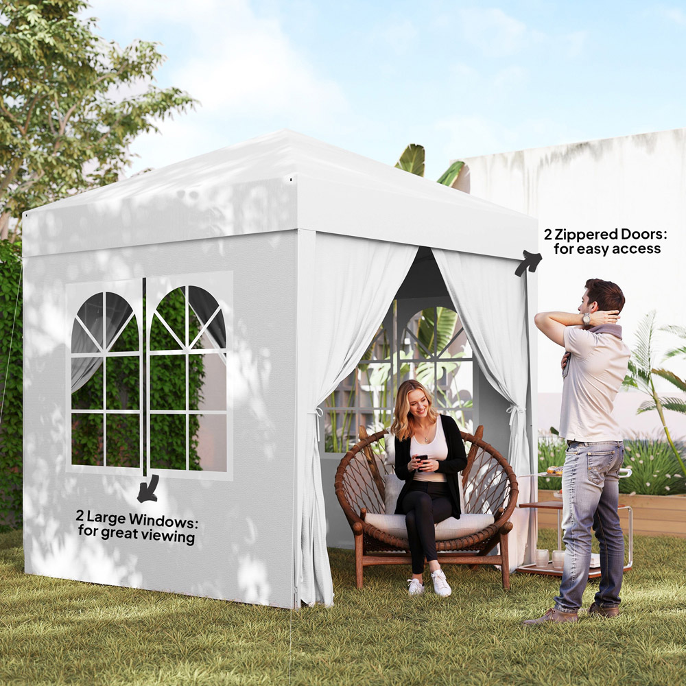 Outsunny 2 x 2m White Marquee Pop Up Gazebo Party Tent Image 3