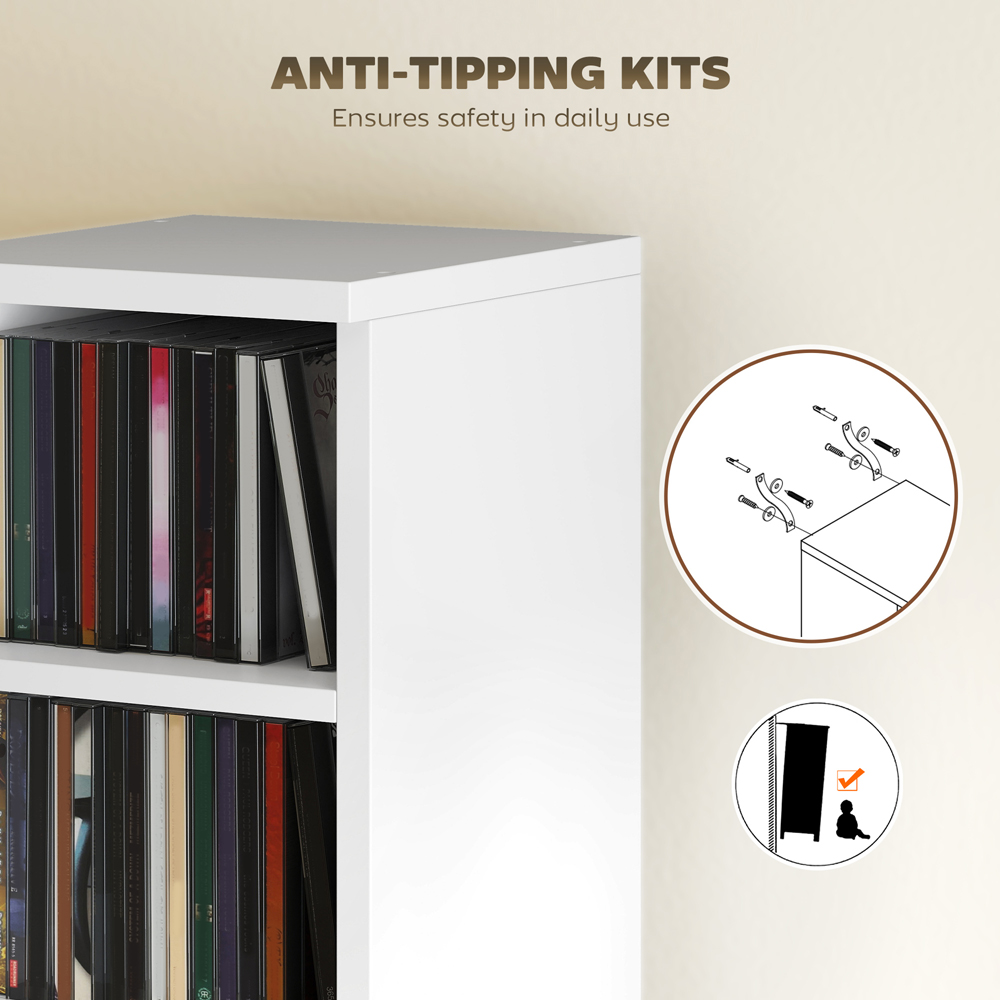 Portland 6 Shelf White Adjustable CD Storage Unit Set of 2 Image 6