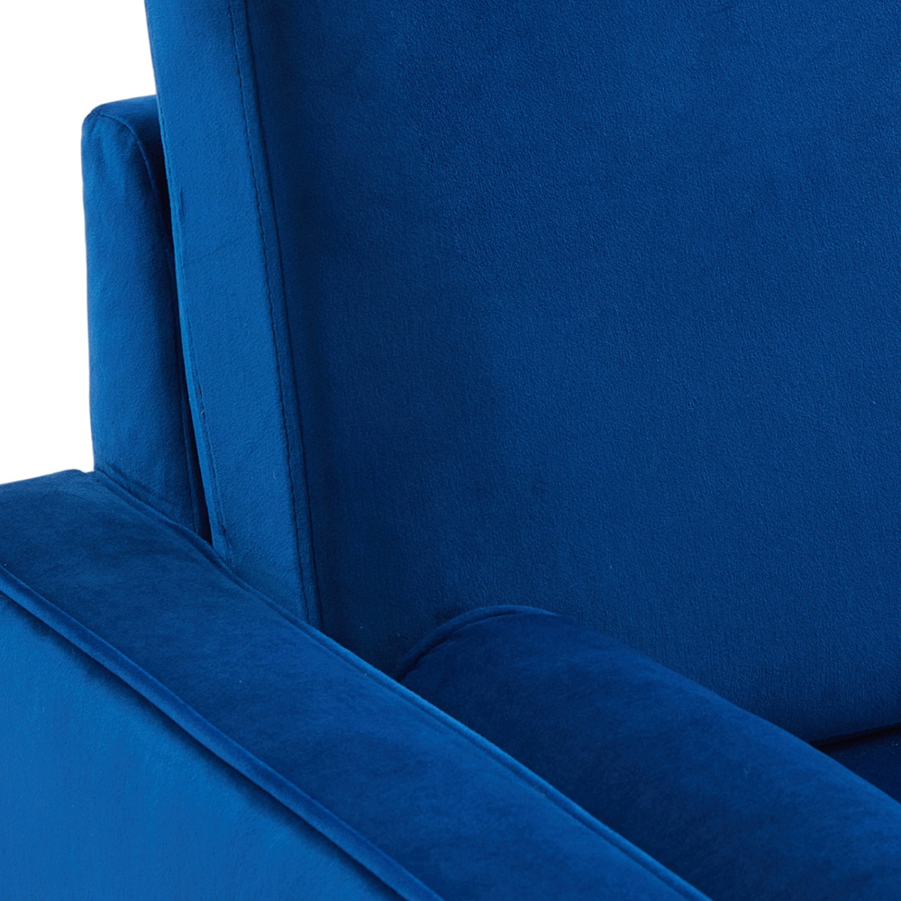 Living and Home Blue Linen Mid-Century Armchair with Armrest Pillows Image 4