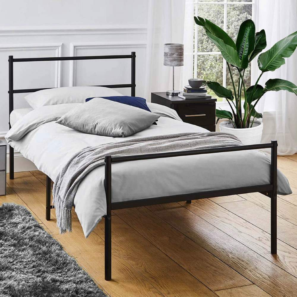 House Of Home Single Black Extra Strong Metal Bed Frame Image 1
