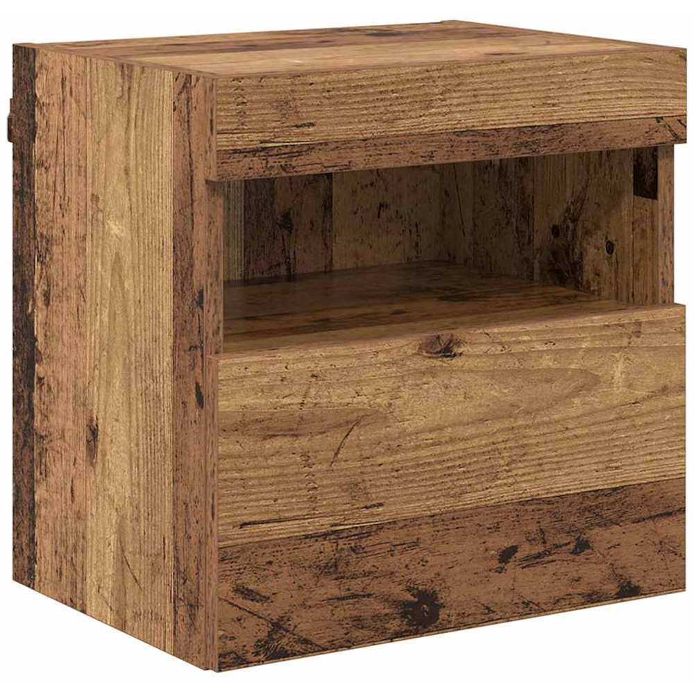 vidaXL Single Door Single Shelf Old Wood Wall Mounted TV Cabinet with LED Light Image 2
